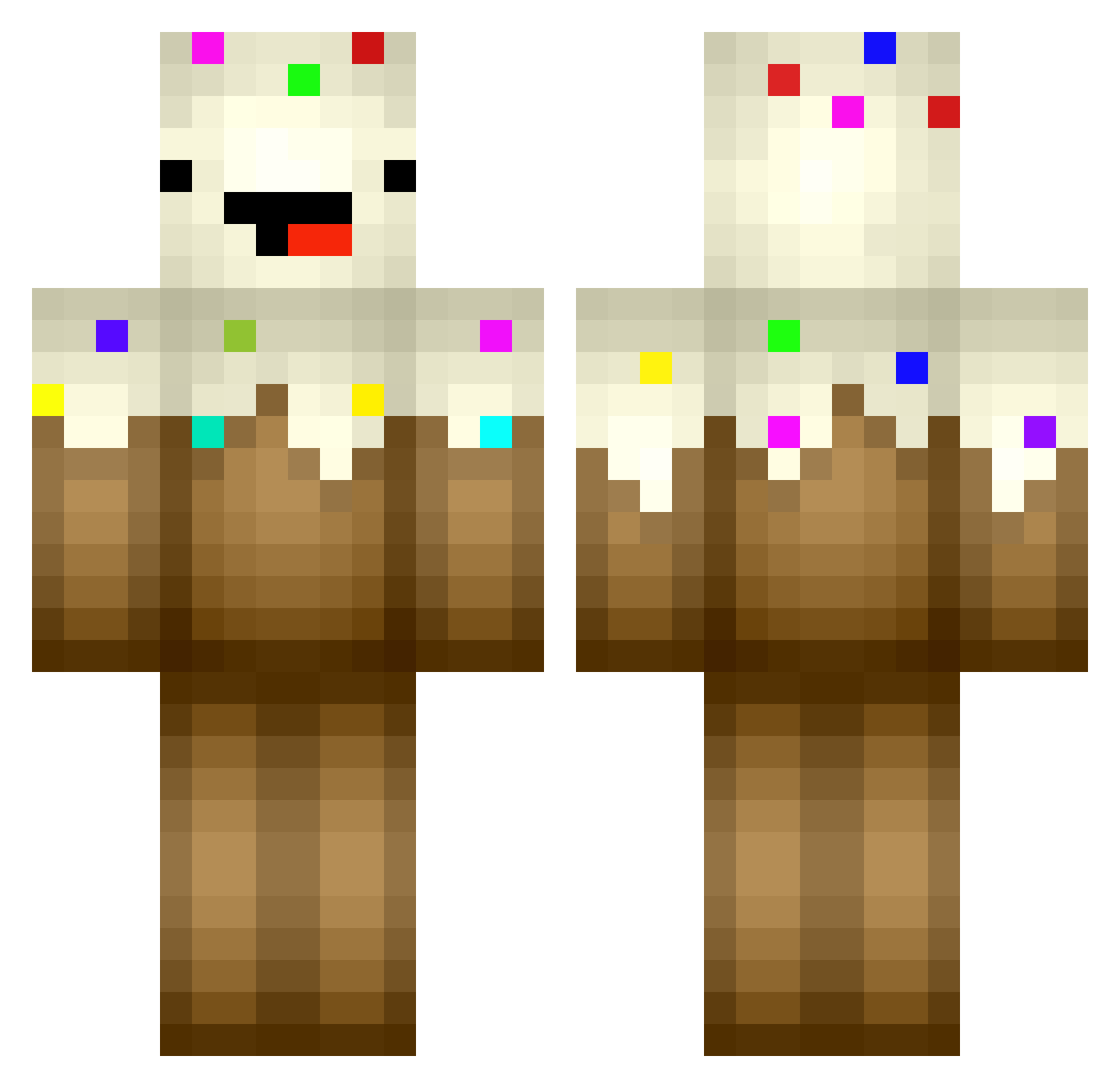 ponyotunes Minecraft skin, front and back view
