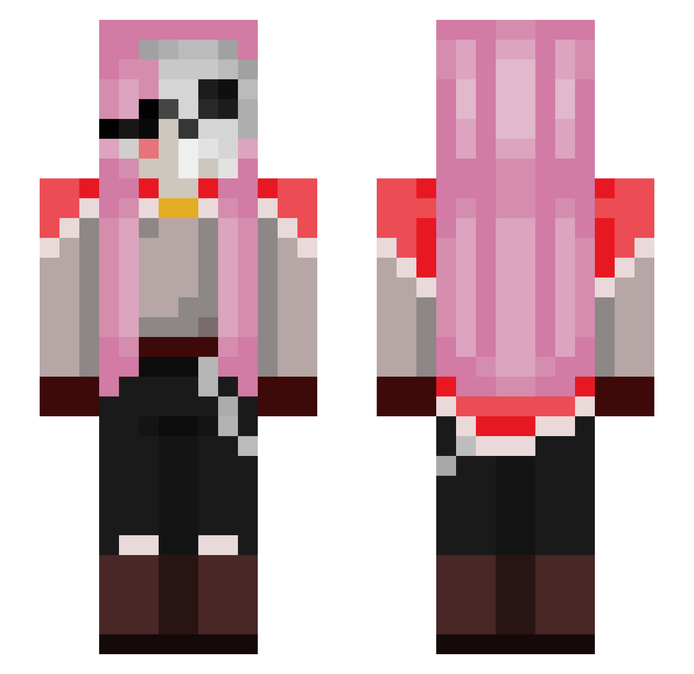 R00li Minecraft skin, front and back view