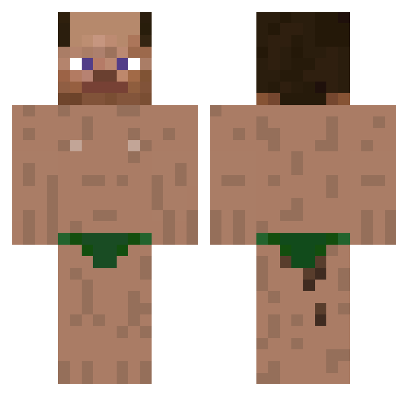 RawVitamanWater Minecraft skin, front and back view