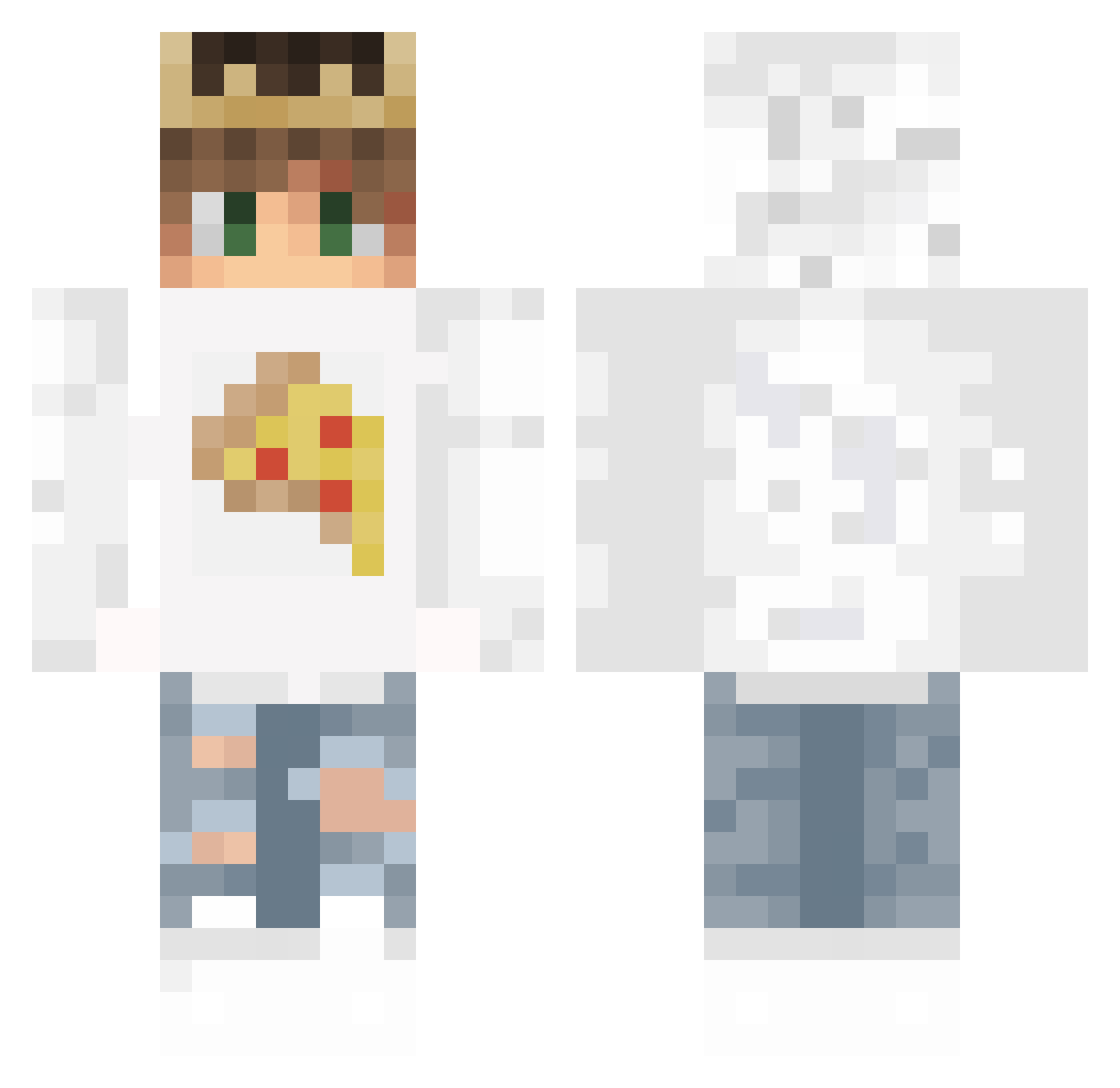 Zerdecal Minecraft skin, front and back view