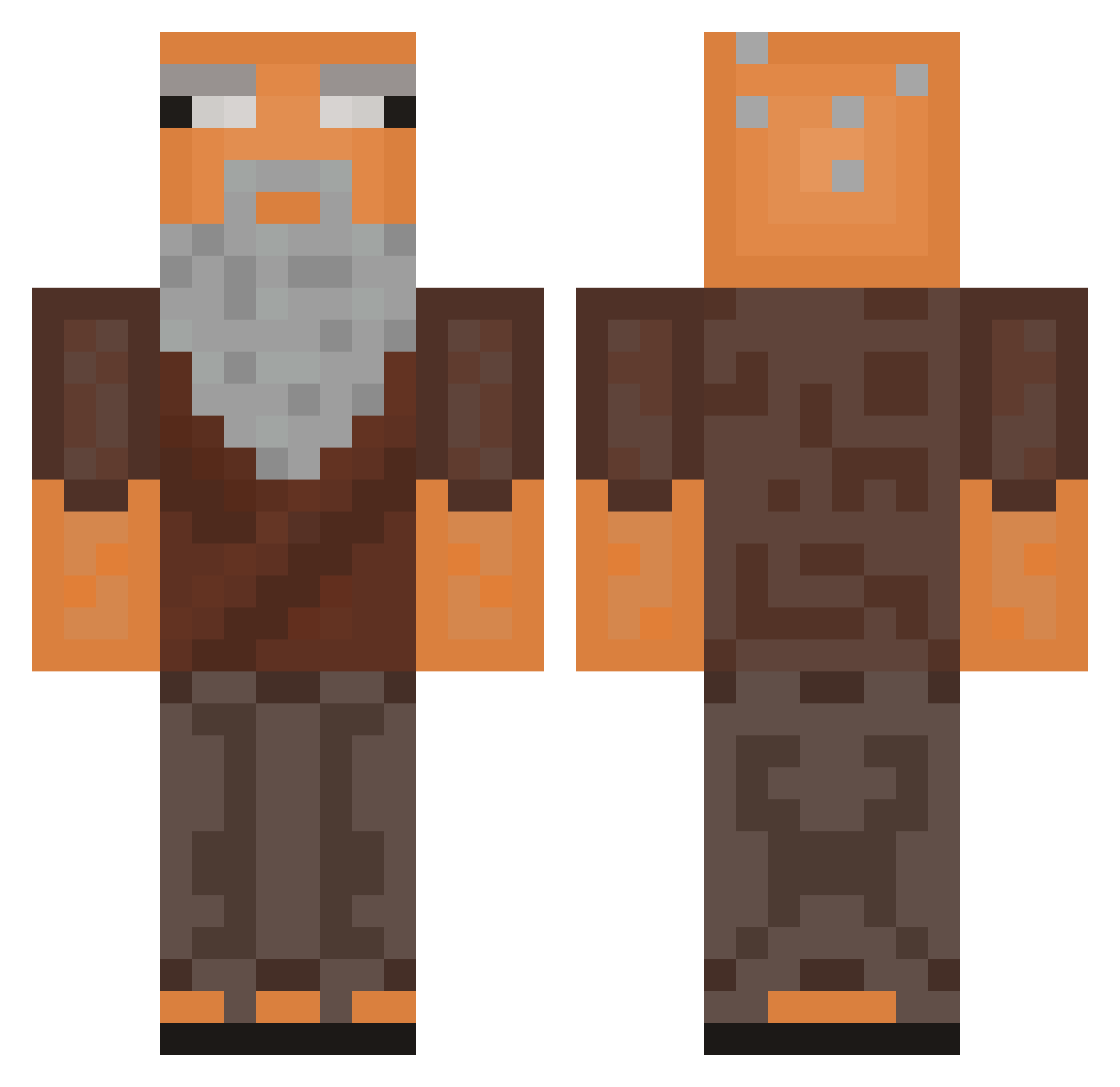 UnamedName Minecraft skin, front and back view