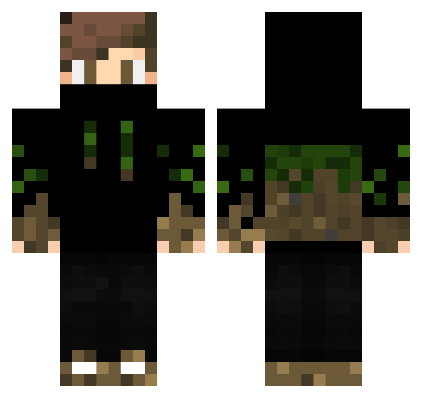 Black0n Minecraft skin, front and back view