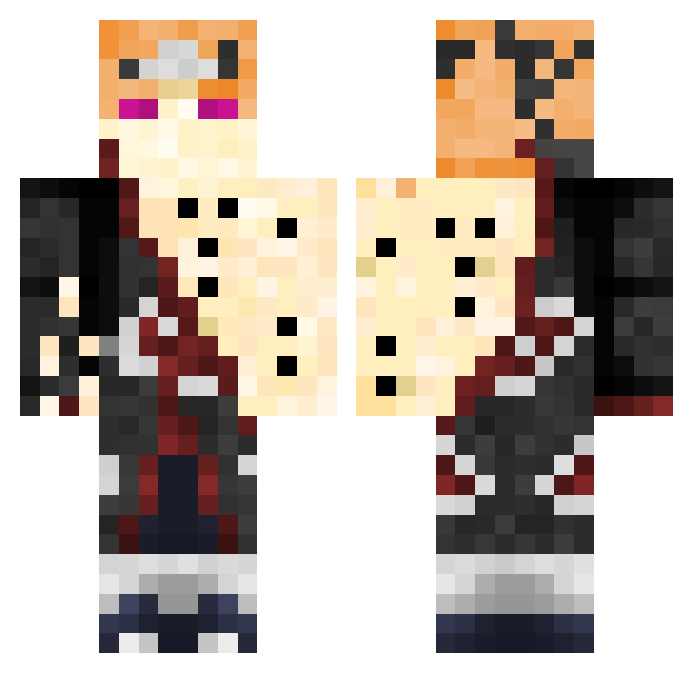 MiBOMBO_AB Minecraft skin, front and back view