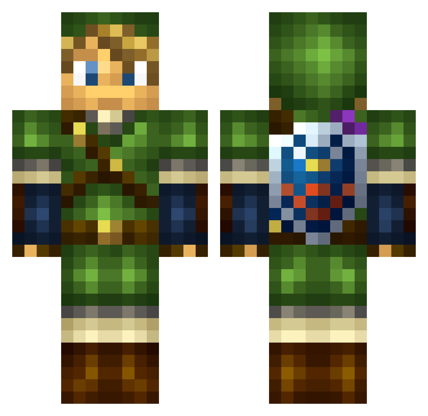 Korht Minecraft skin, front and back view