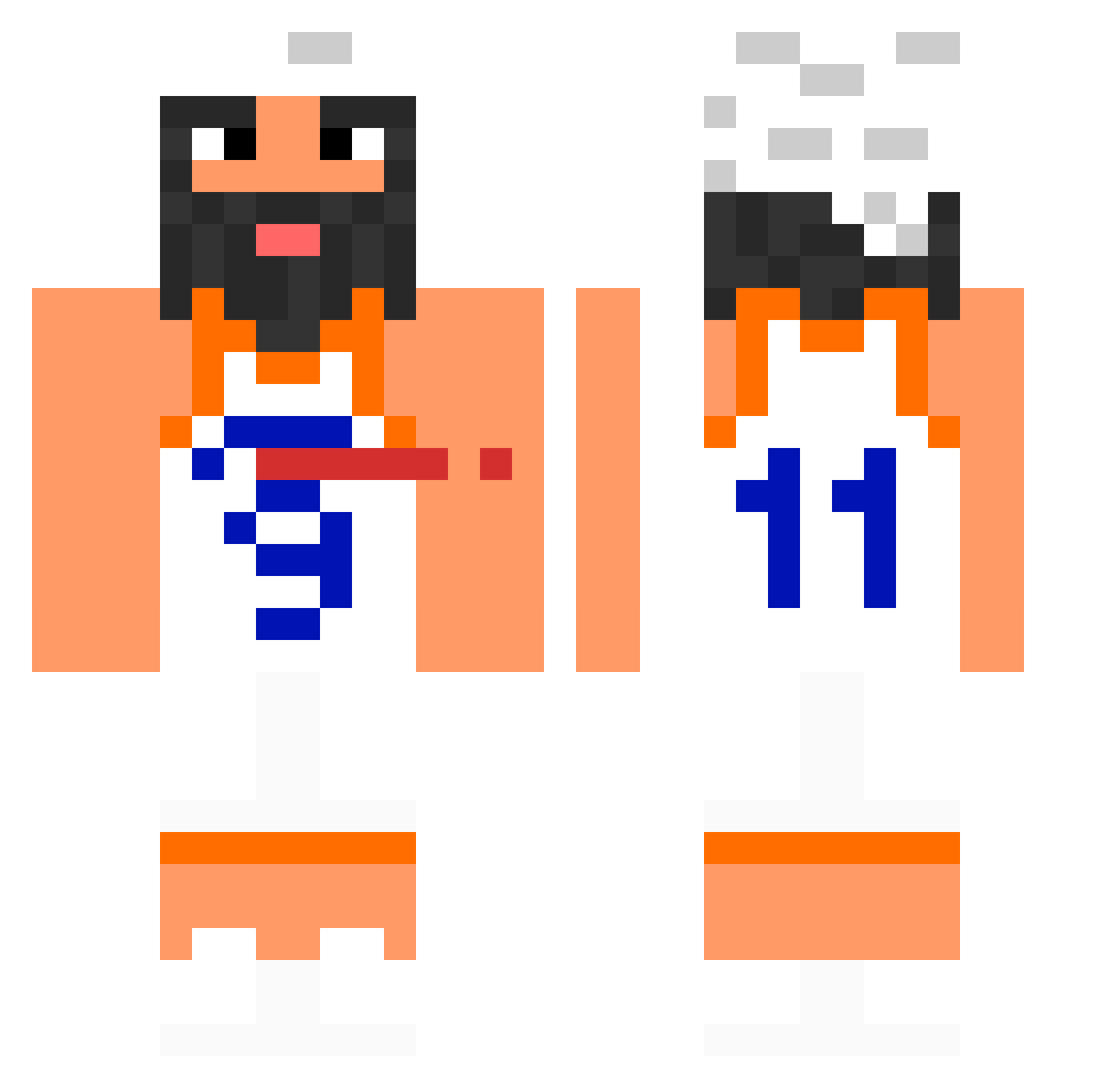 kleptoM Minecraft skin, front and back view