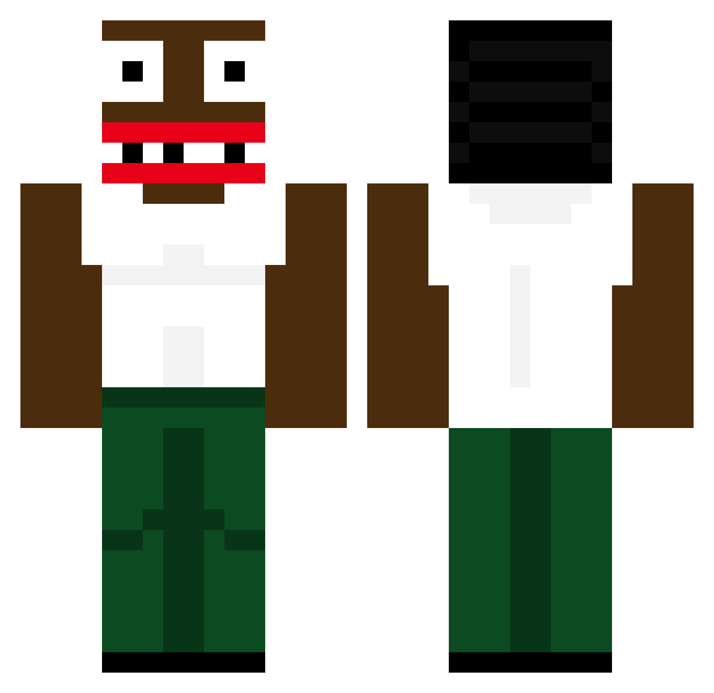 NP5 Minecraft skin, front and back view