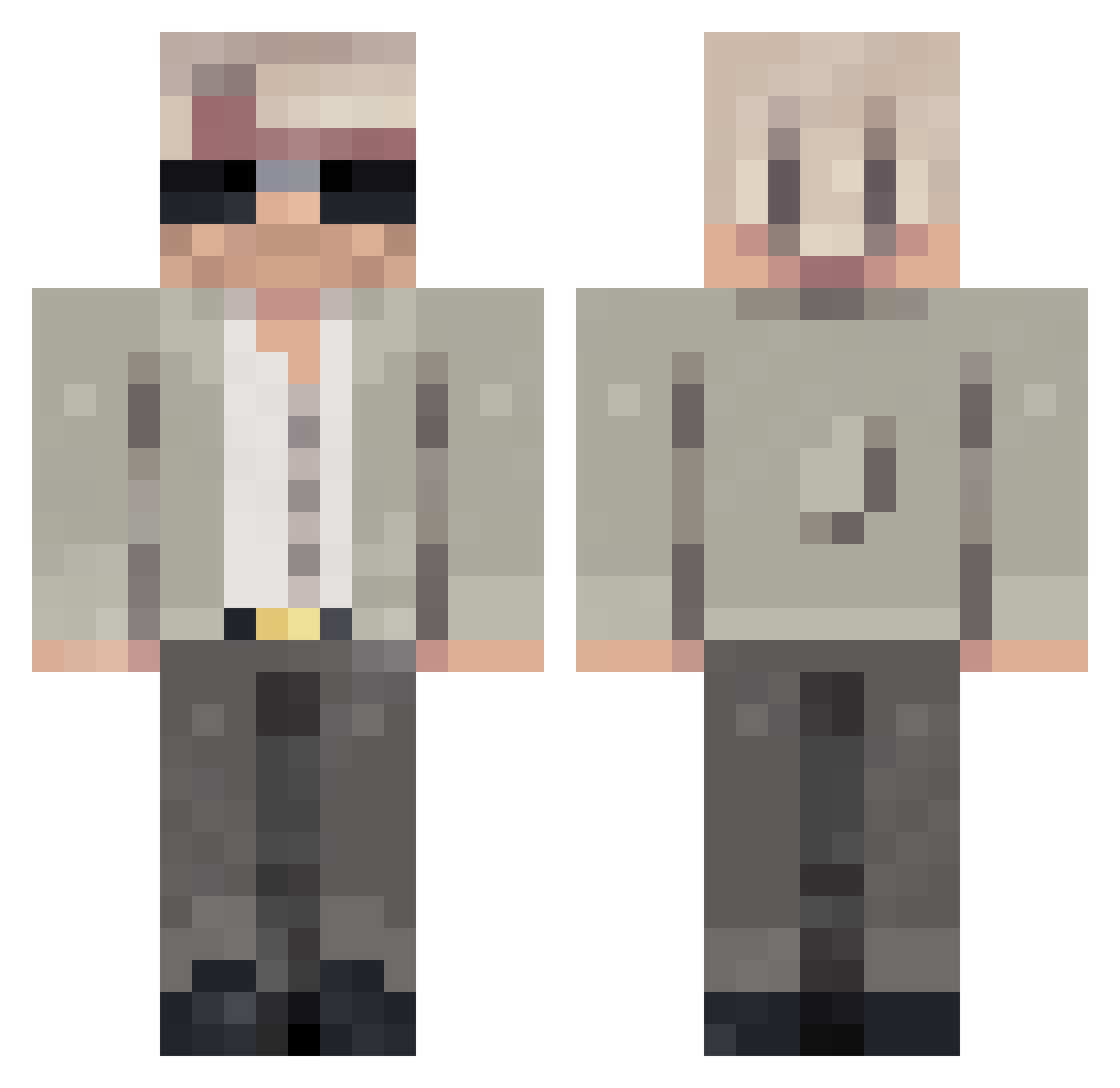 NotoriousGC Minecraft skin, front and back view
