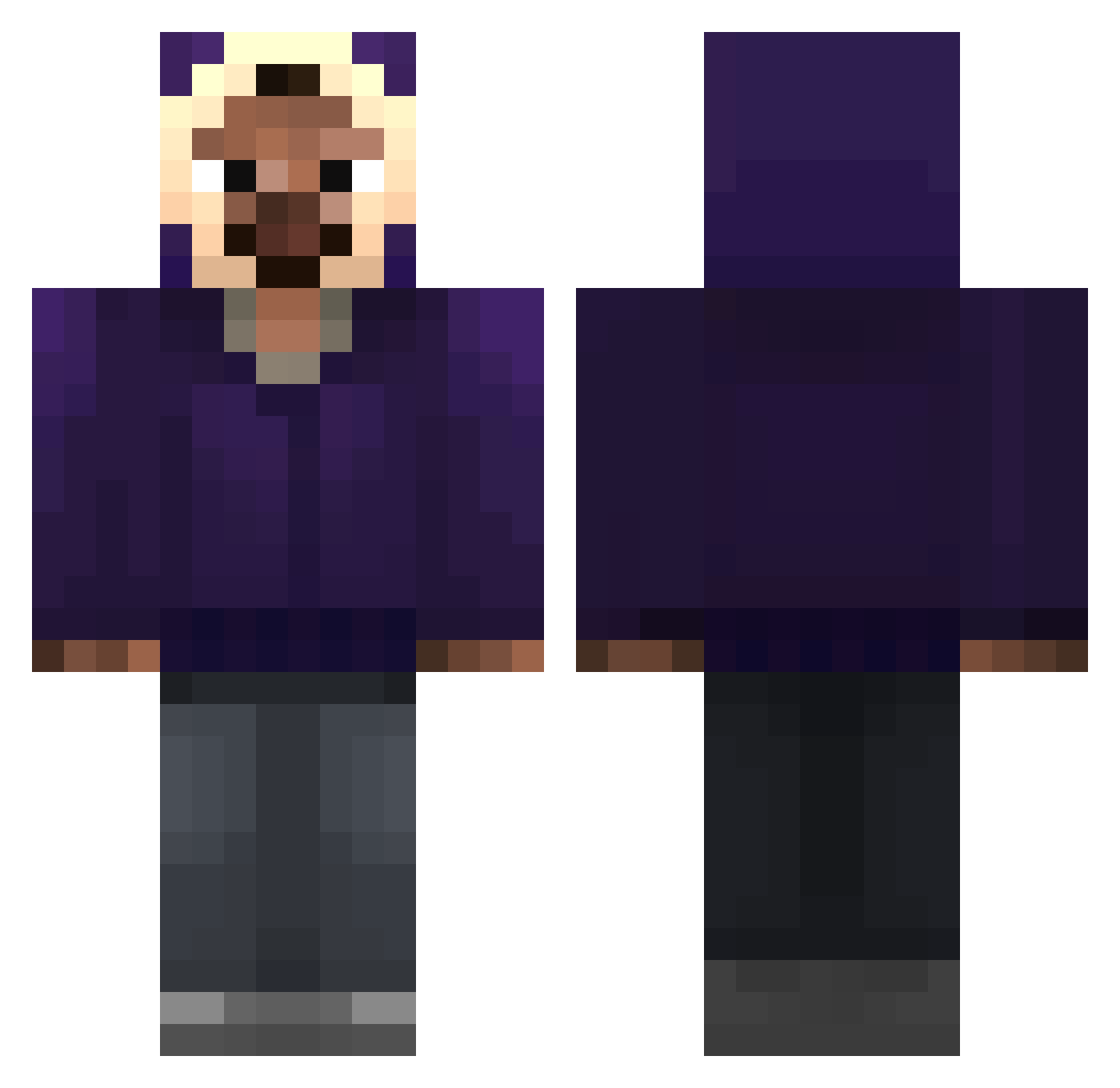 DinoCraftYT Minecraft skin, front and back view