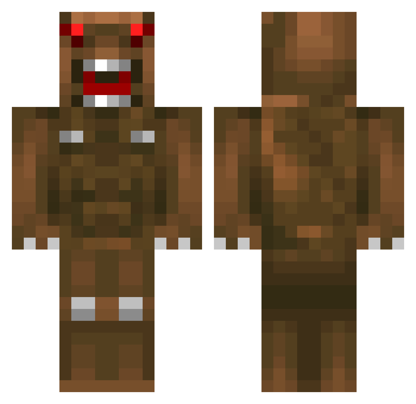 Psuedo Minecraft skin, front and back view