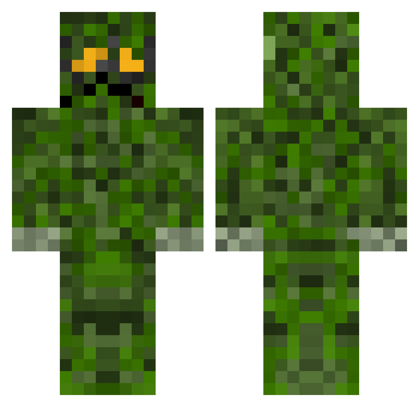 Unvanquished Minecraft skin, front and back view