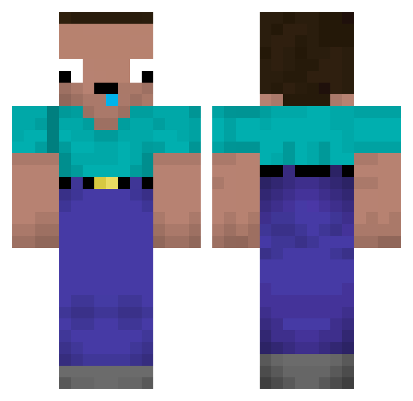 ReyizhanBaba Minecraft skin, front and back view