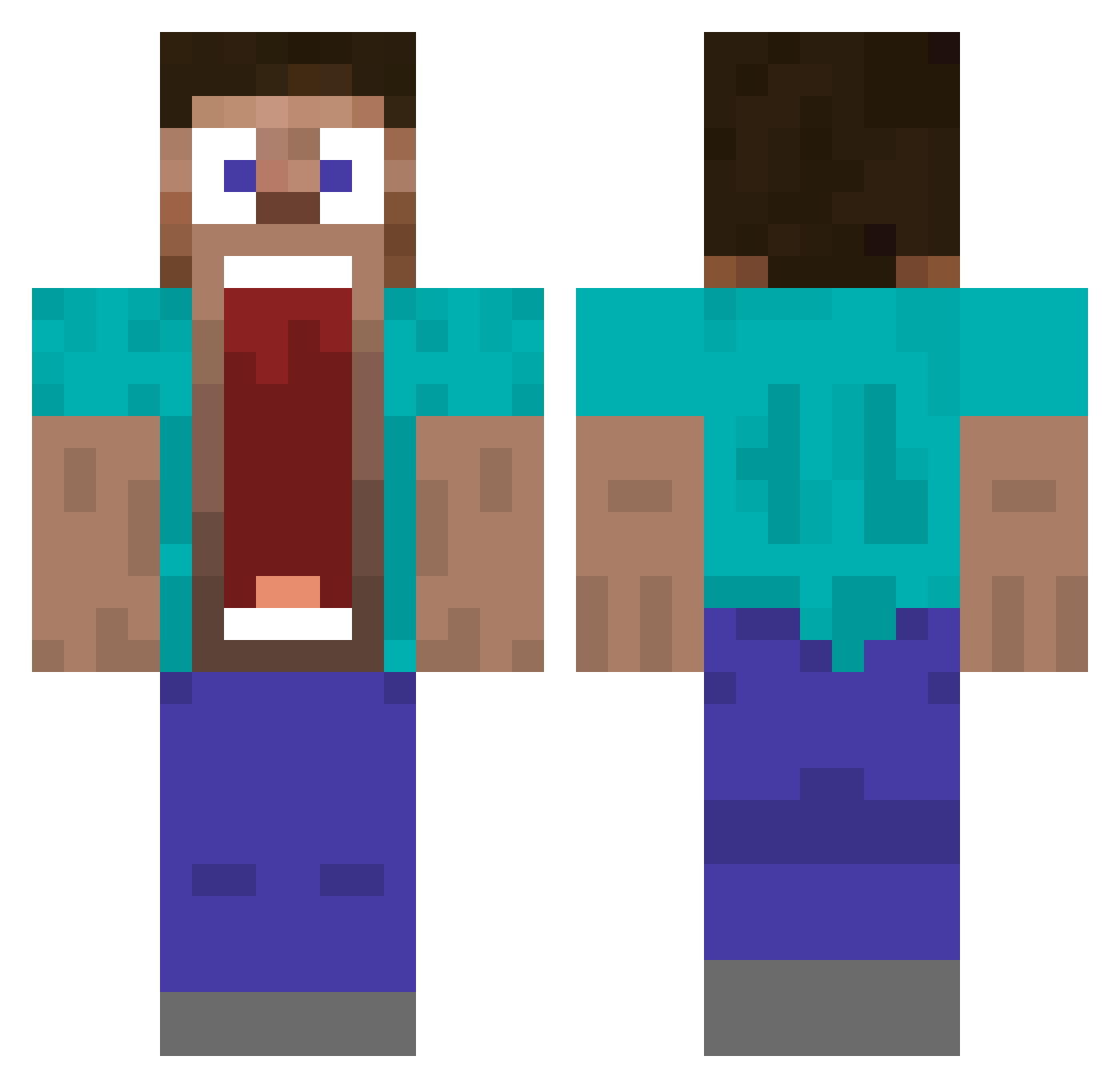 JustoG14 Minecraft skin, front and back view