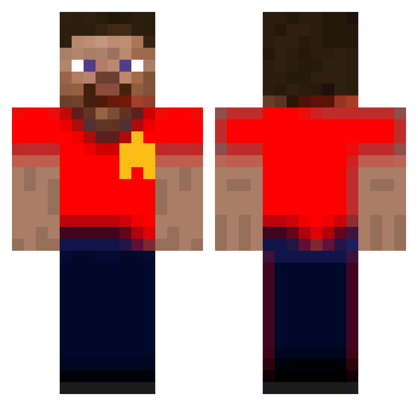 redshirtguy Minecraft skin, front and back view
