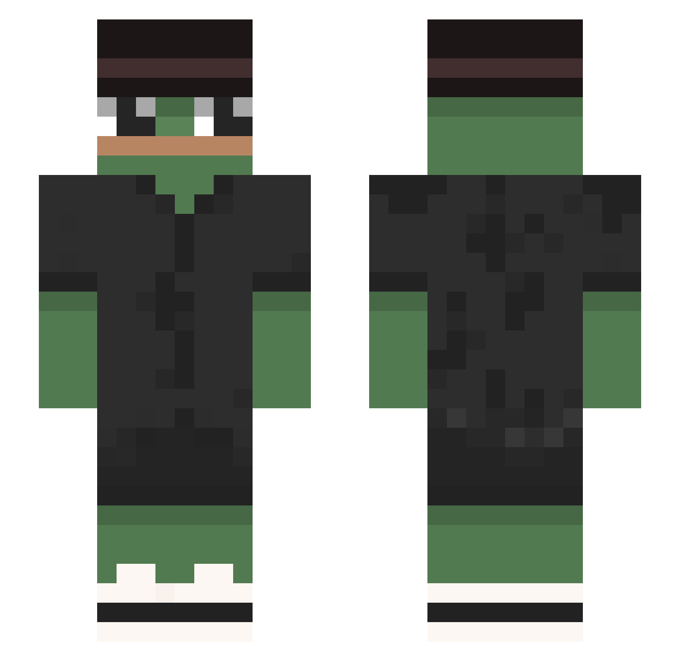Asymble Minecraft skin, front and back view