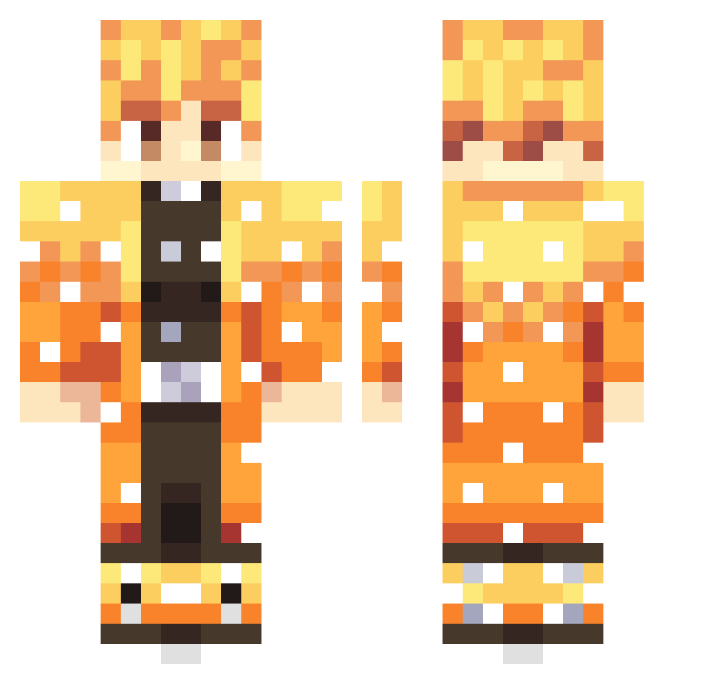 Diaster Minecraft skin, front and back view