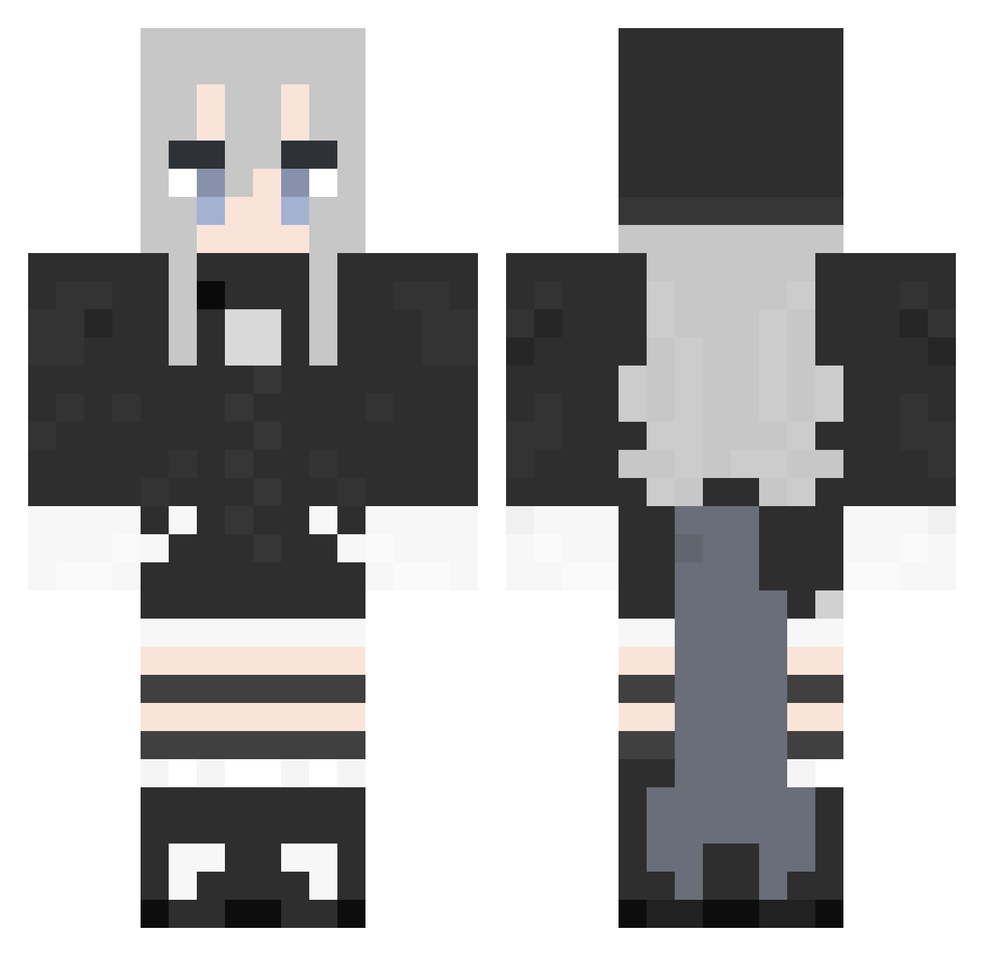 Hasame_owo Minecraft skin, front and back view