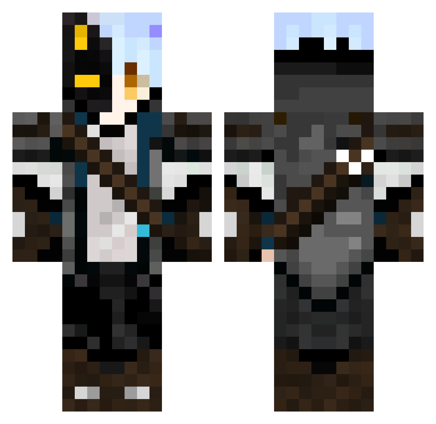 YuninOmiope Minecraft skin, front and back view