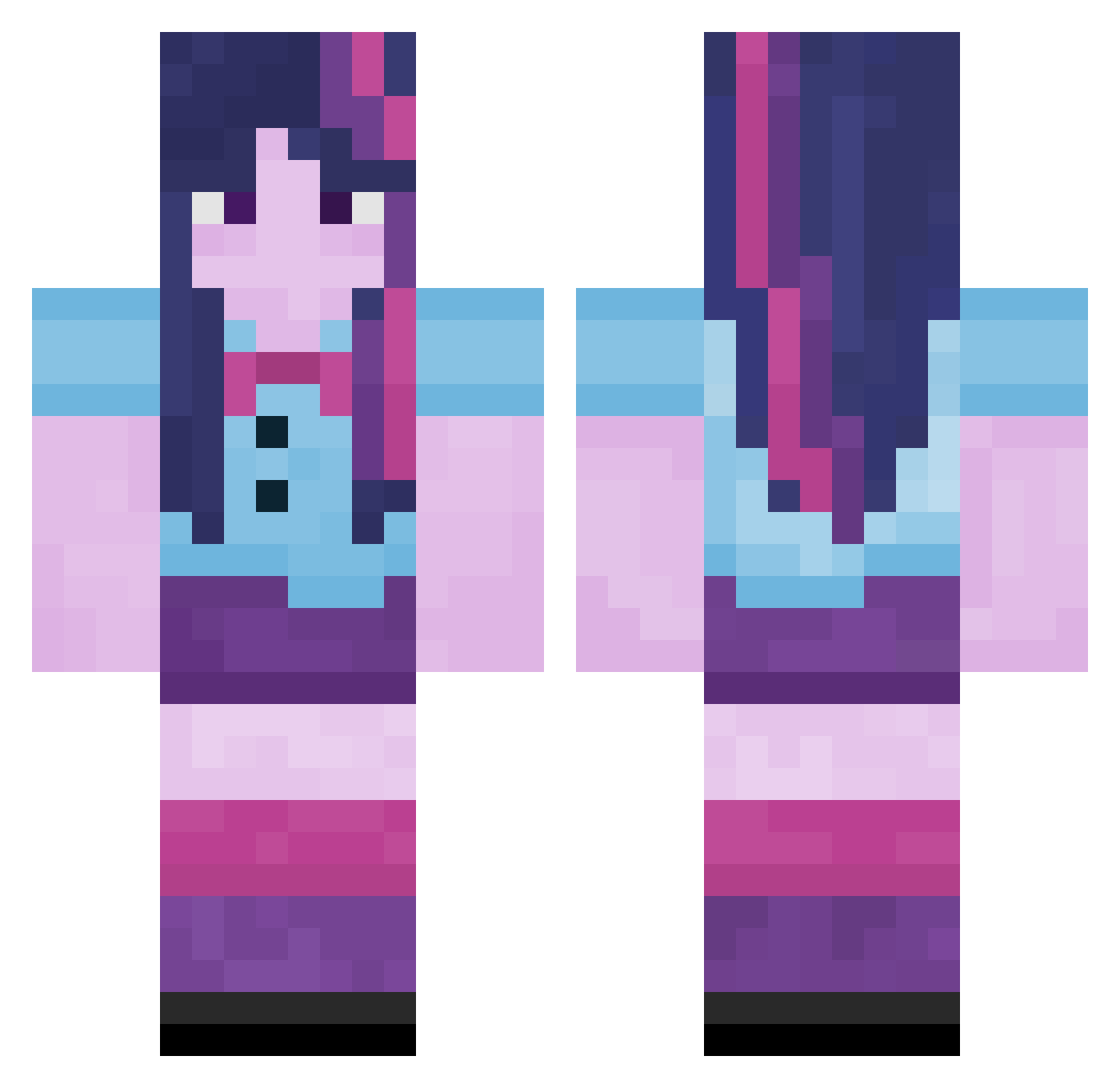Levonious Minecraft skin, front and back view