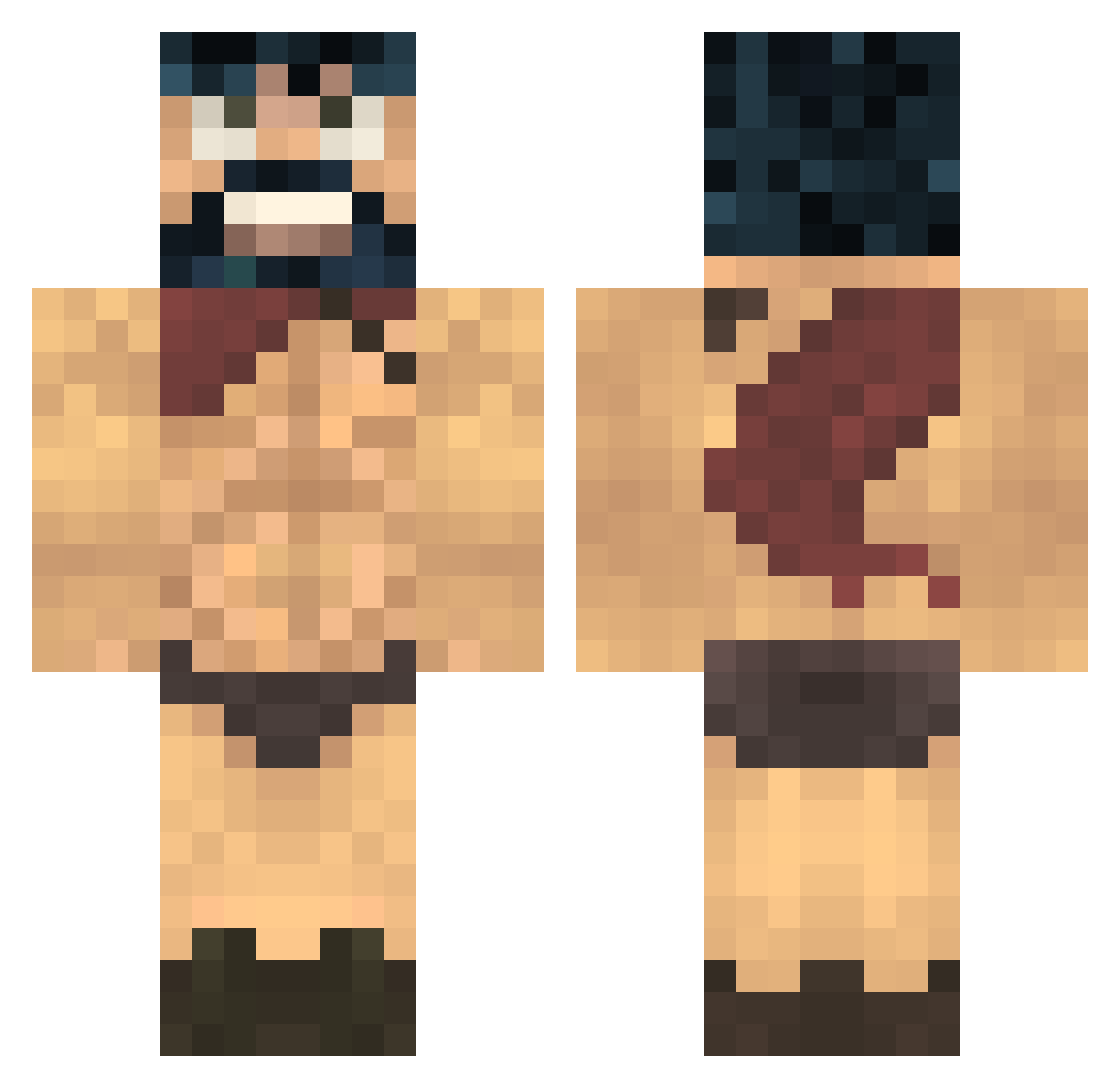 JakBeauregard Minecraft skin, front and back view