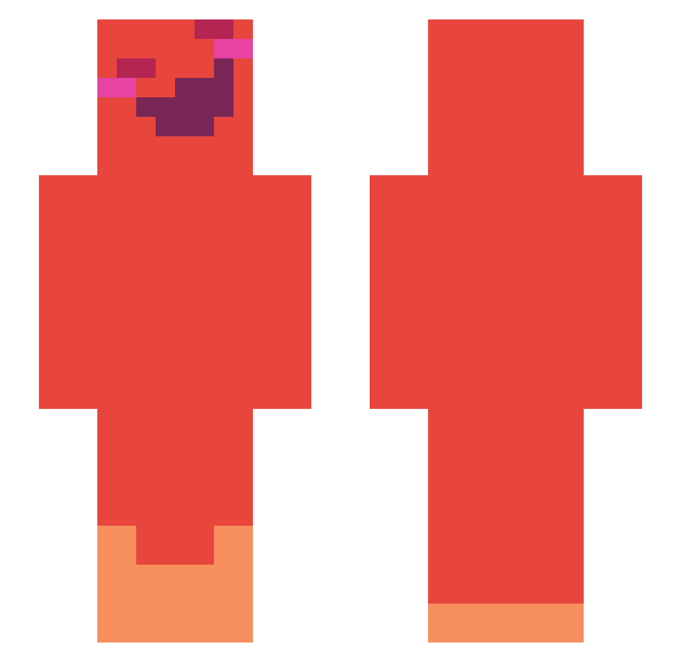 Vaneestors Minecraft skin, front and back view