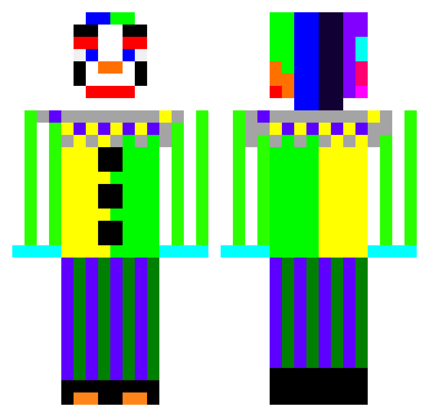 LumpyTouch Minecraft skin, front and back view