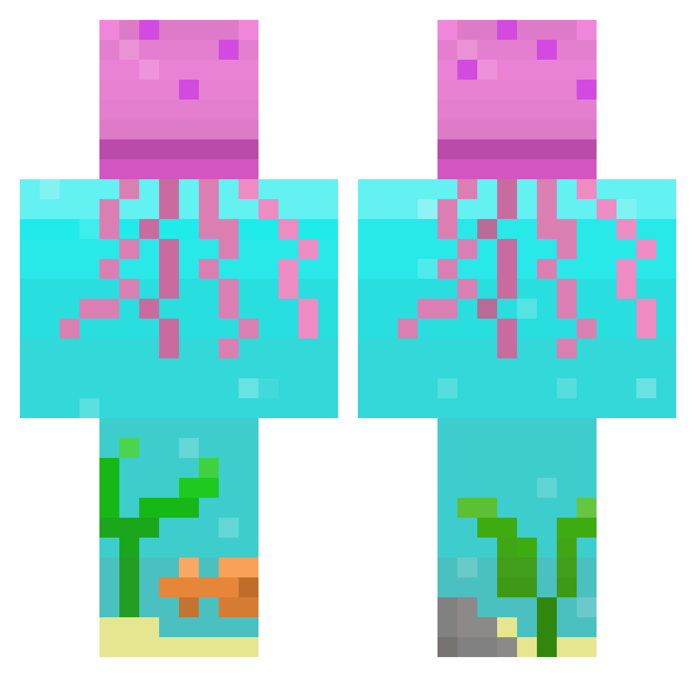 KingJellyfishII Minecraft skin, front and back view