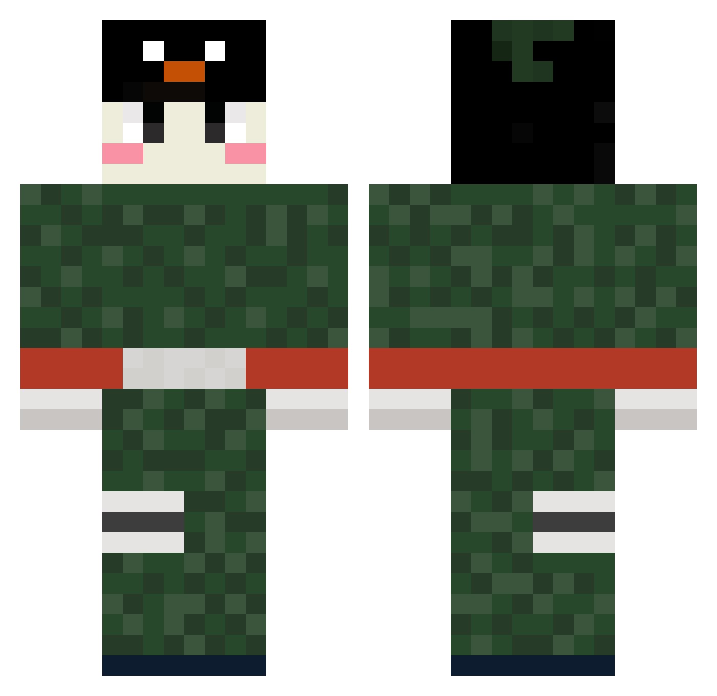 Khowai Minecraft skin, front and back view