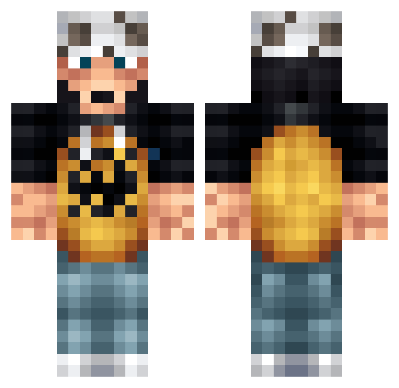 AndrewziN Minecraft skin, front and back view