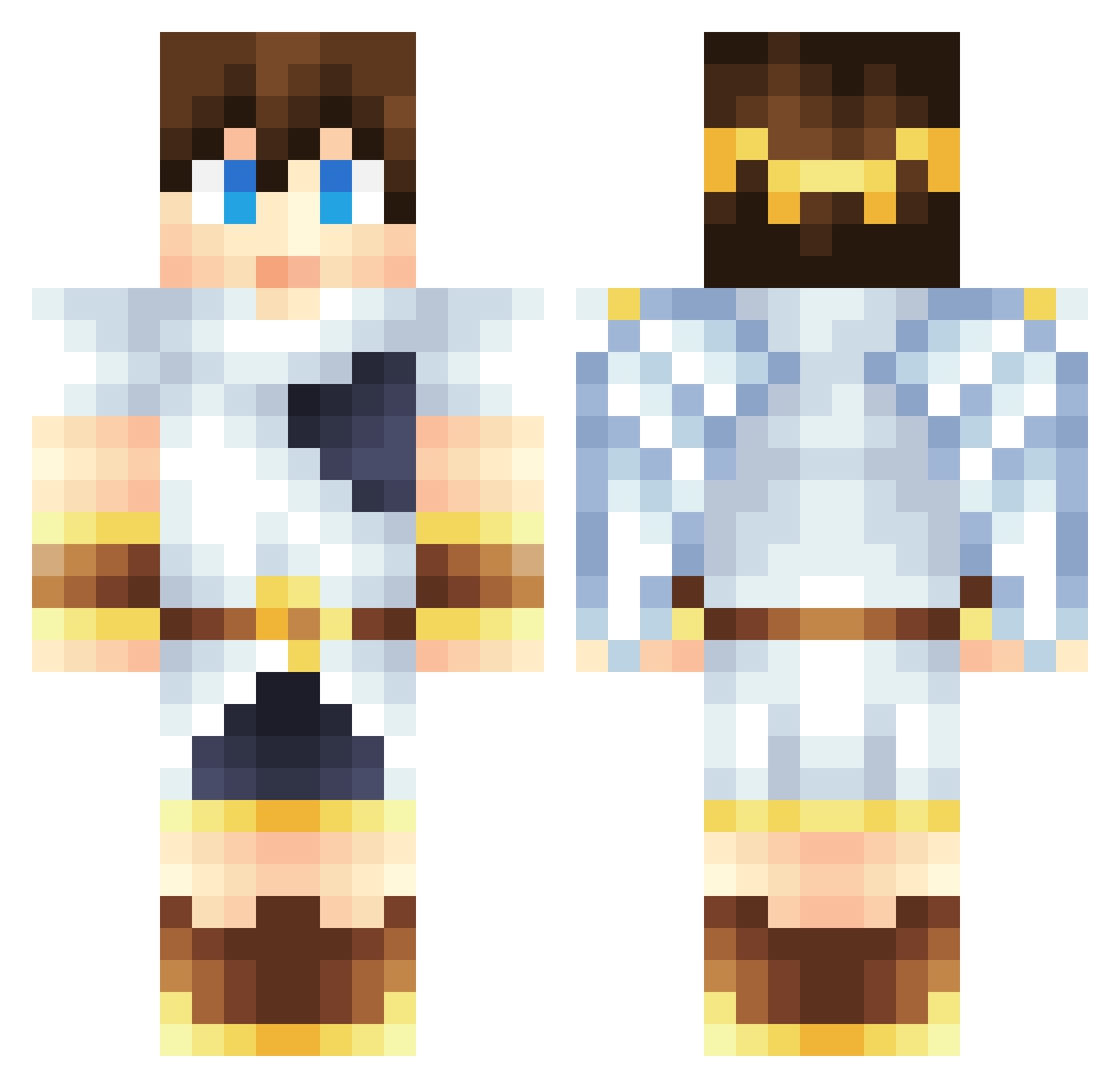 cloggy Minecraft skin, front and back view