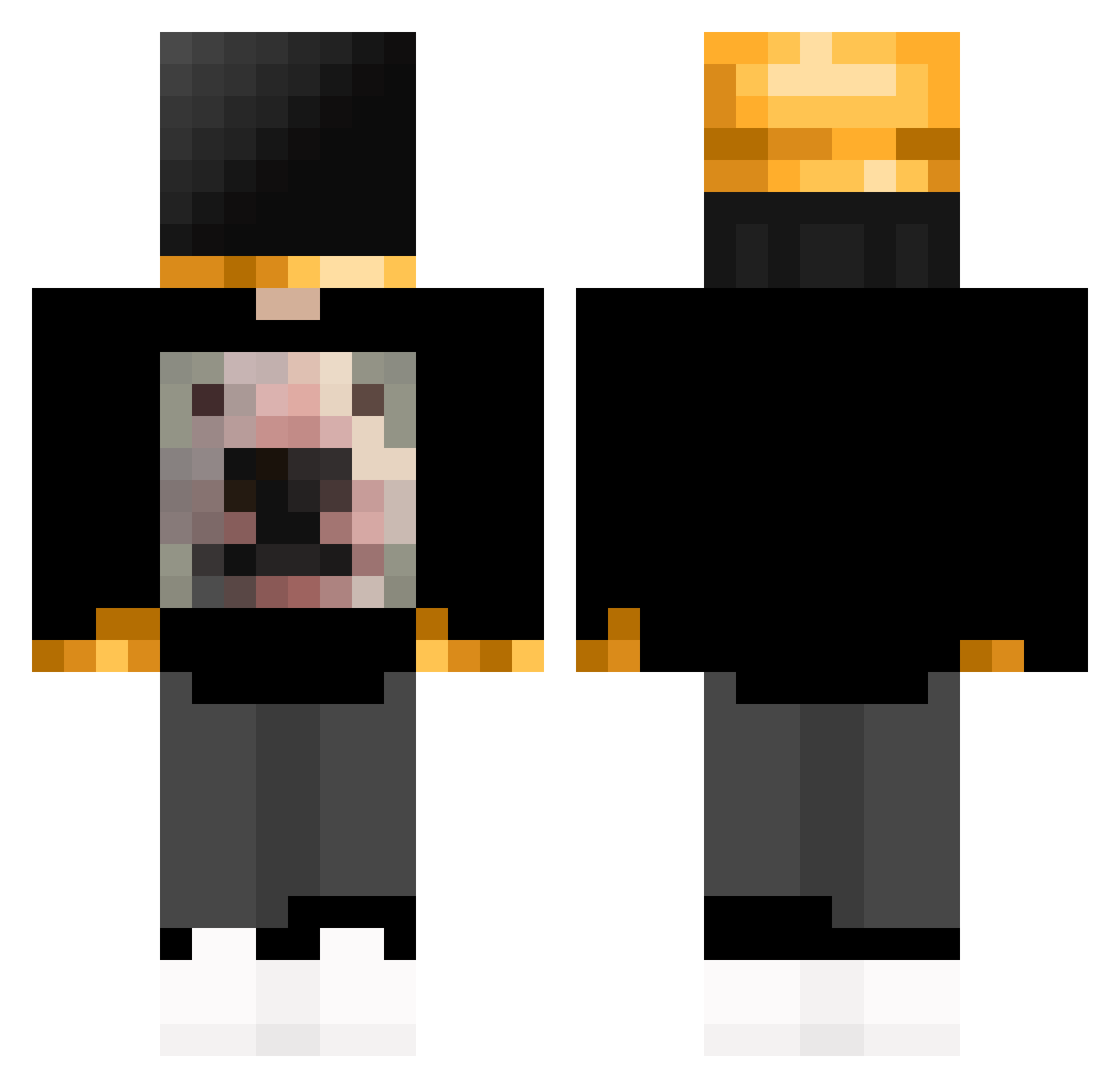 Free_Friday Minecraft skin, front and back view