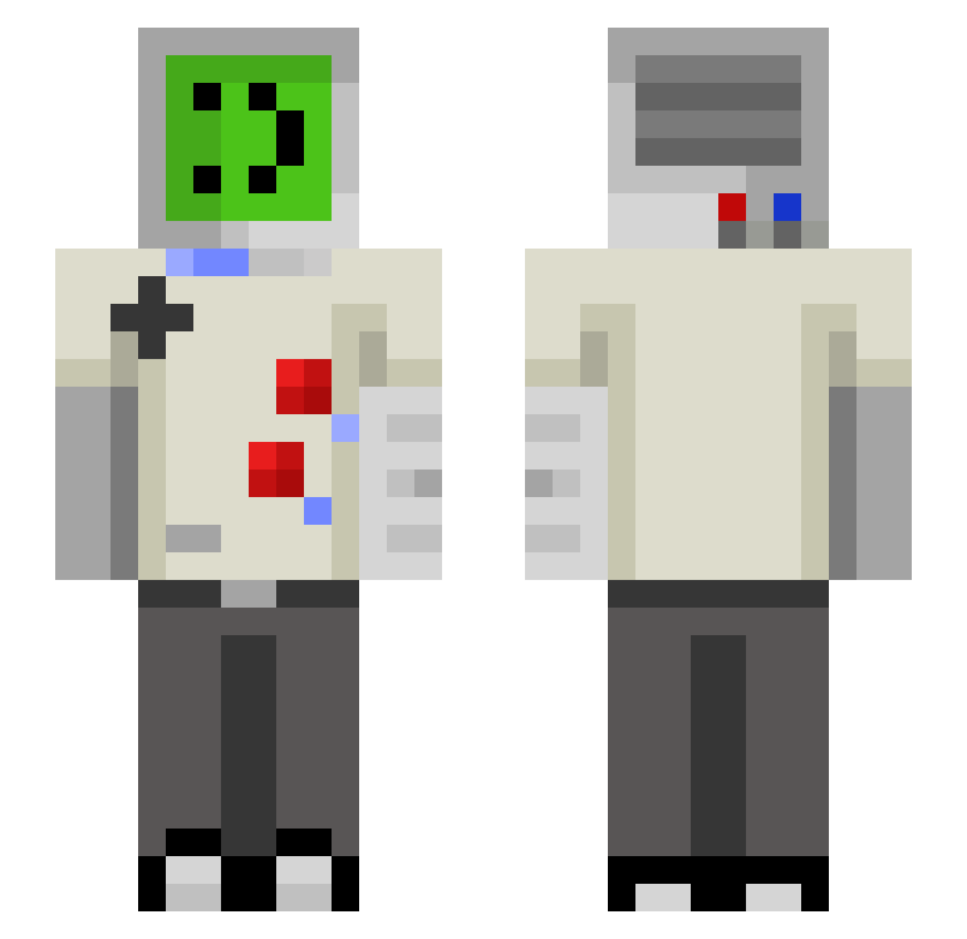 Xdentity Minecraft skin, front and back view