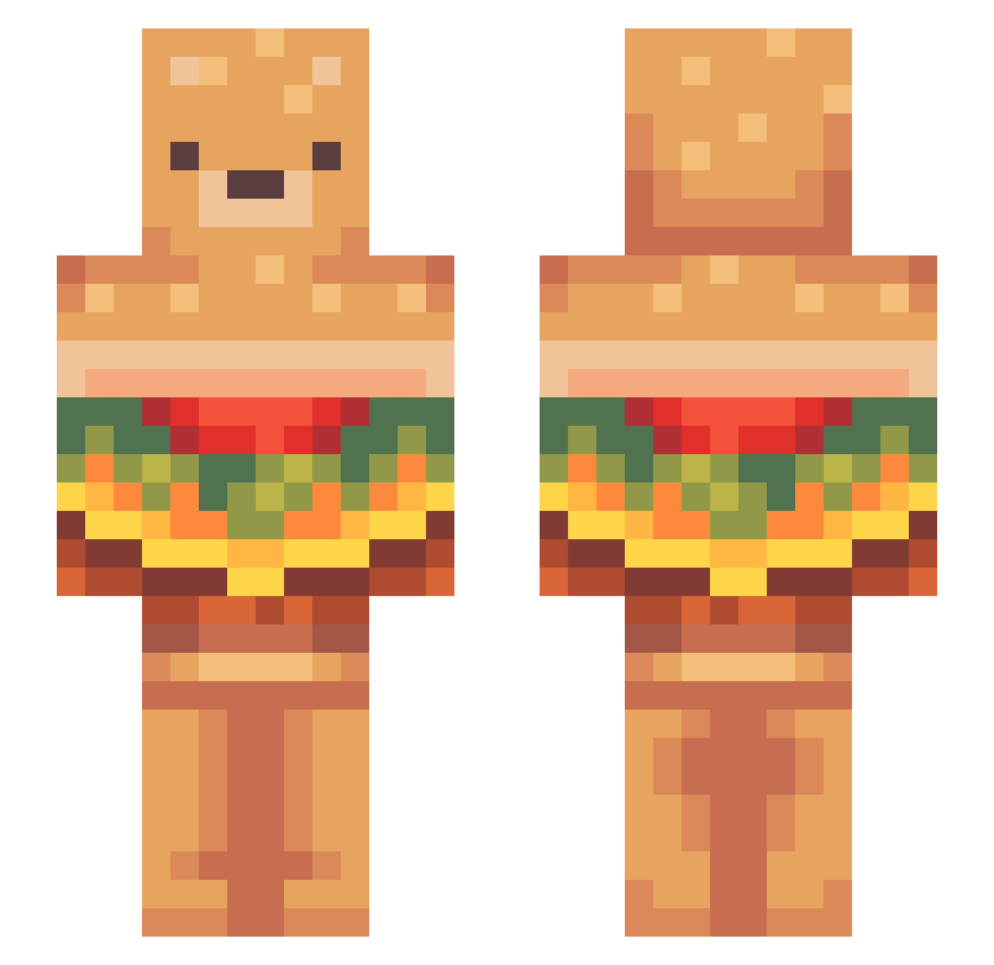 turntail Minecraft skin, front and back view