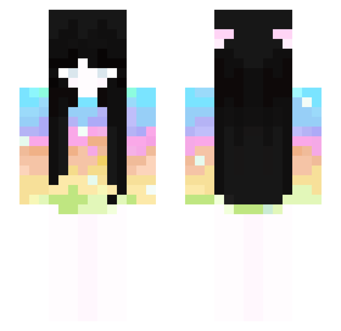 Nubied Minecraft skin, front and back view