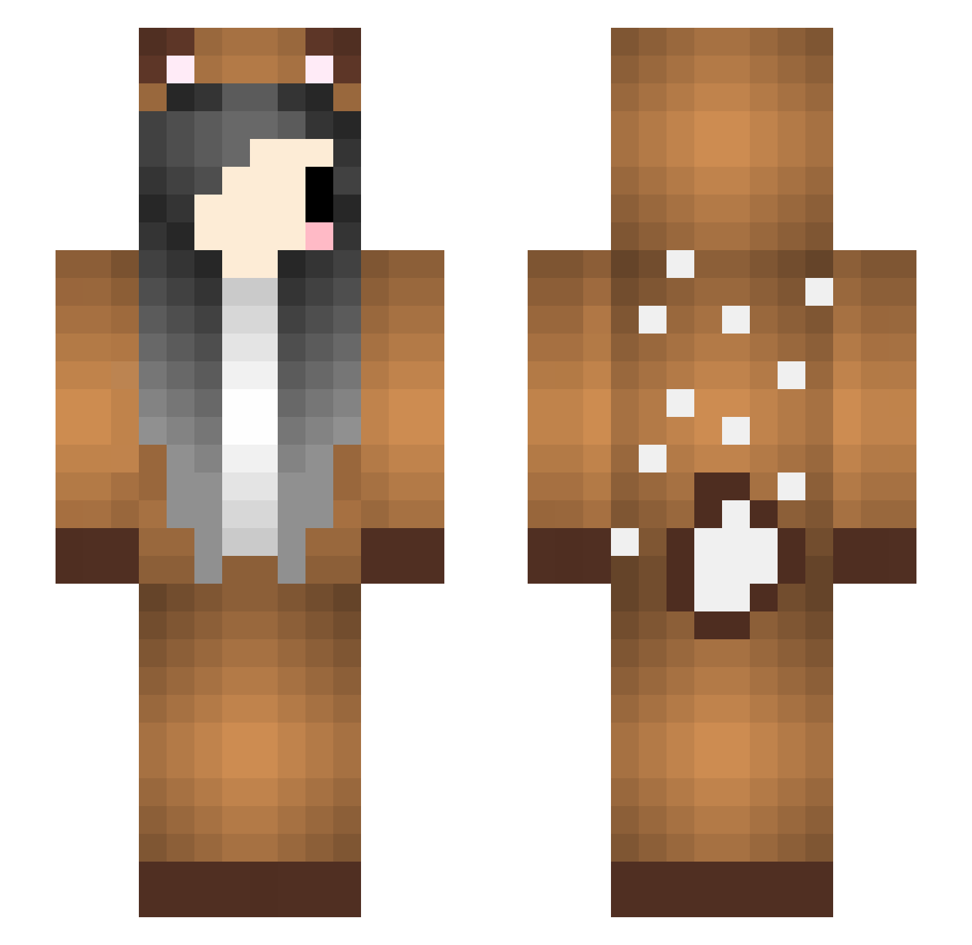 mechbride Minecraft skin, front and back view