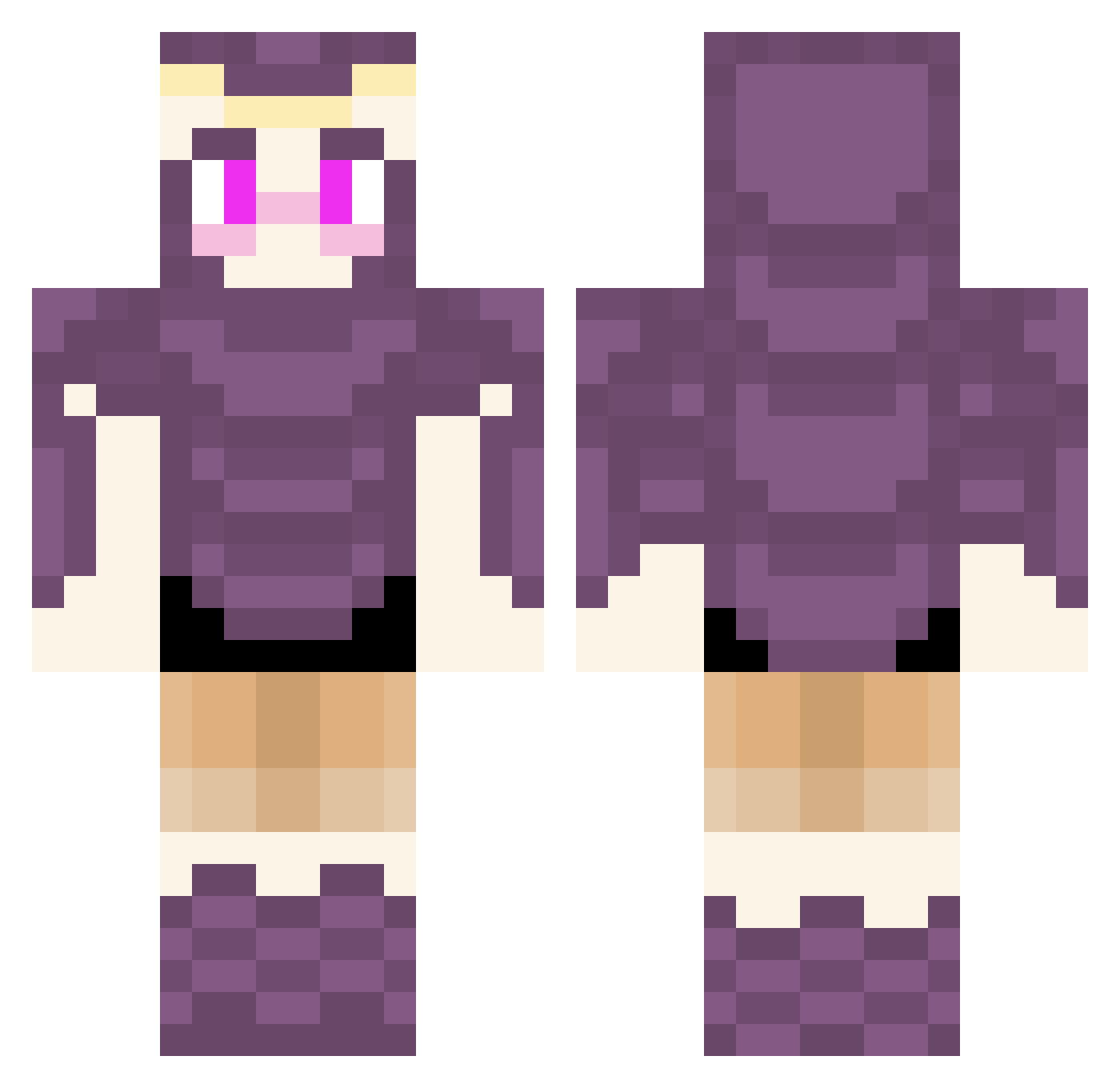 freyfalling Minecraft skin, front and back view