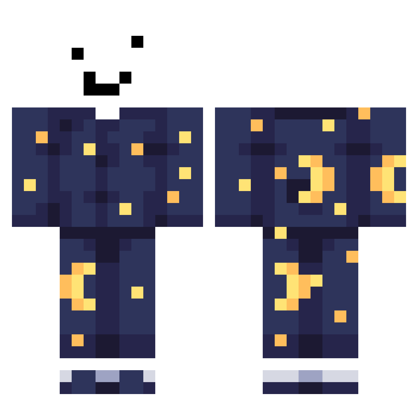 Wqo2 Minecraft skin, front and back view
