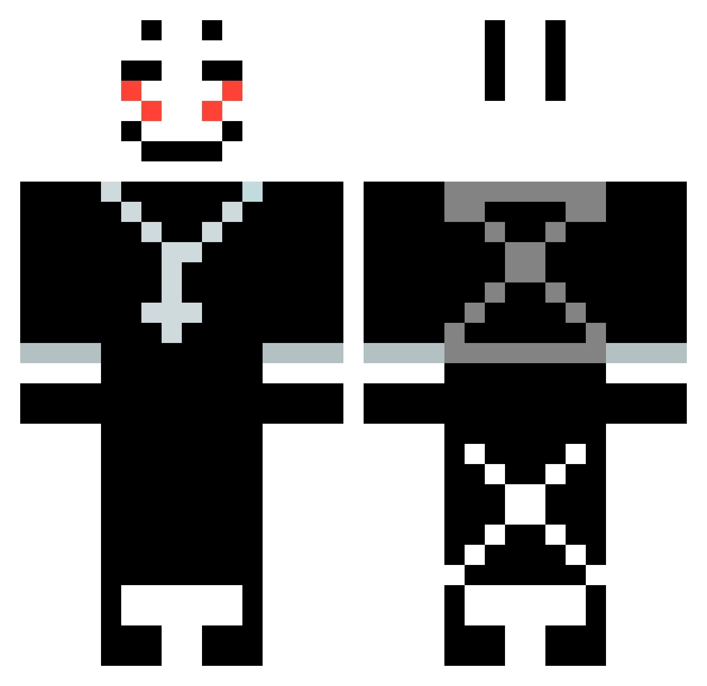 Allushka Minecraft skin, front and back view