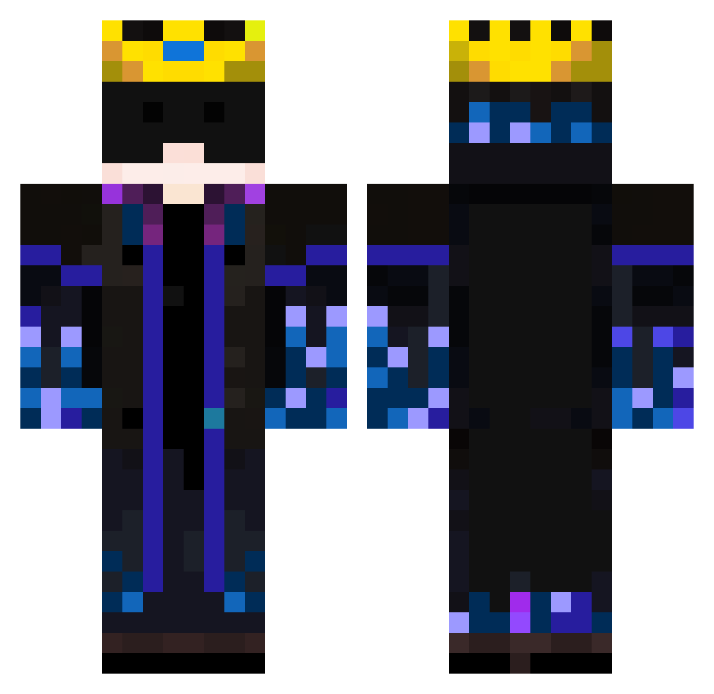 SuspiciousYT Minecraft skin, front and back view