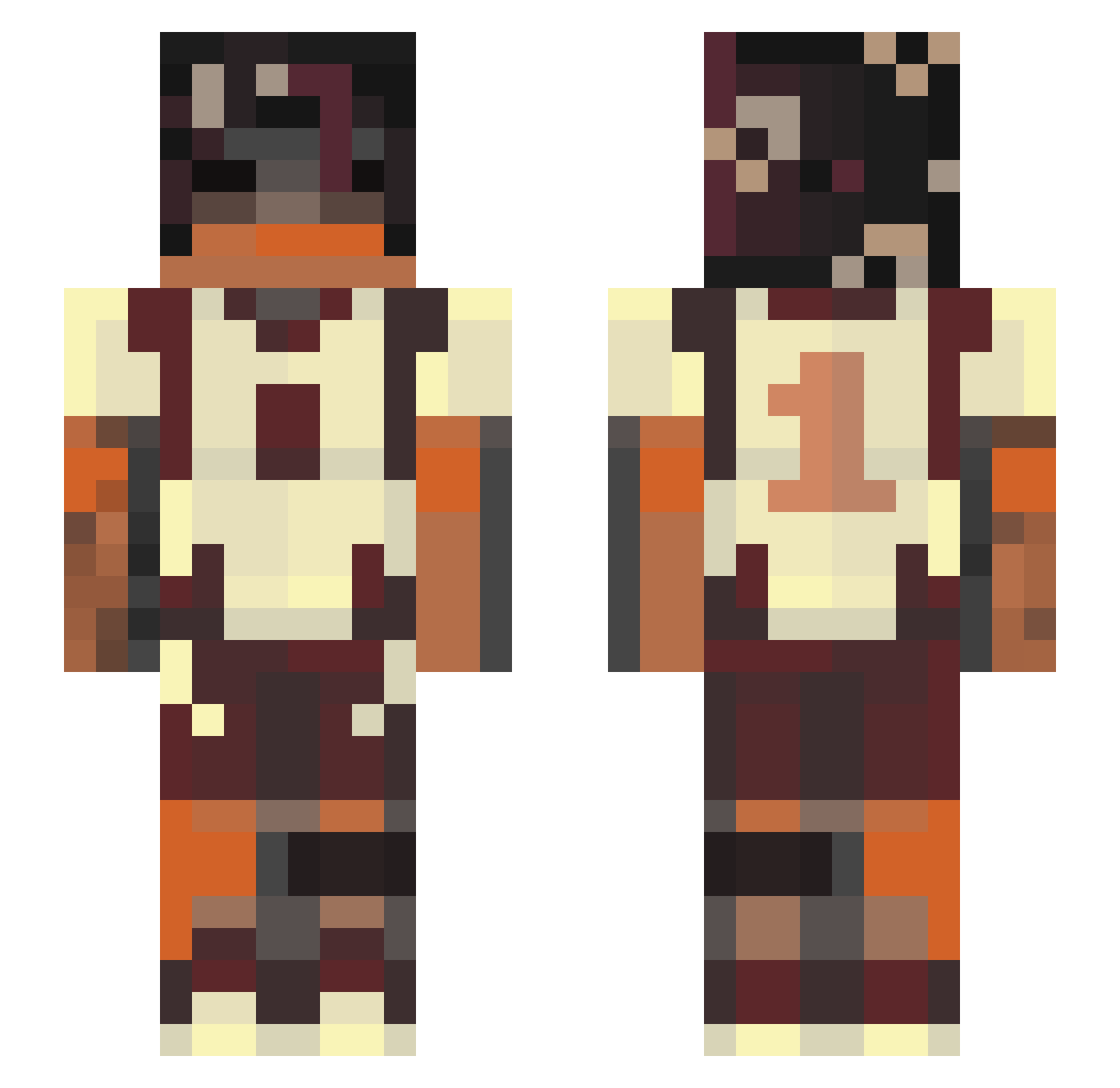 N1KOEXE Minecraft skin, front and back view