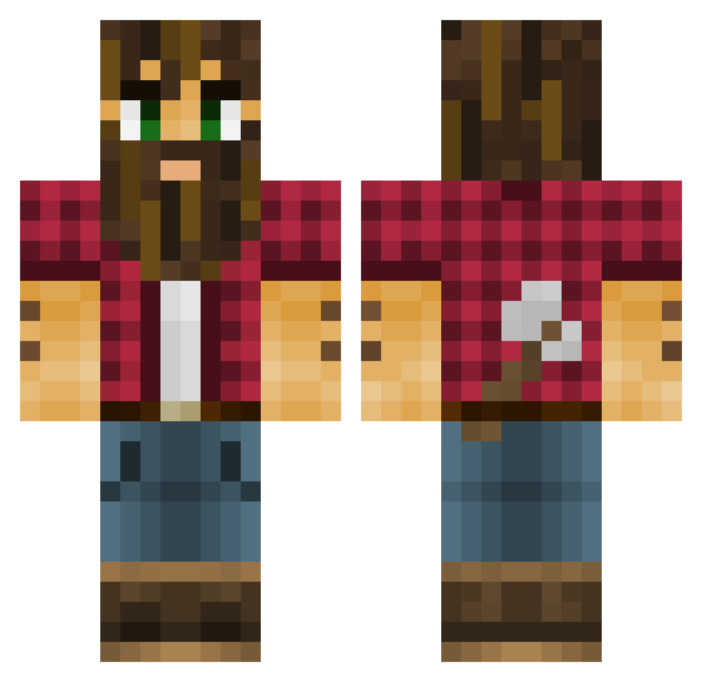 CritsieTV Minecraft skin, front and back view