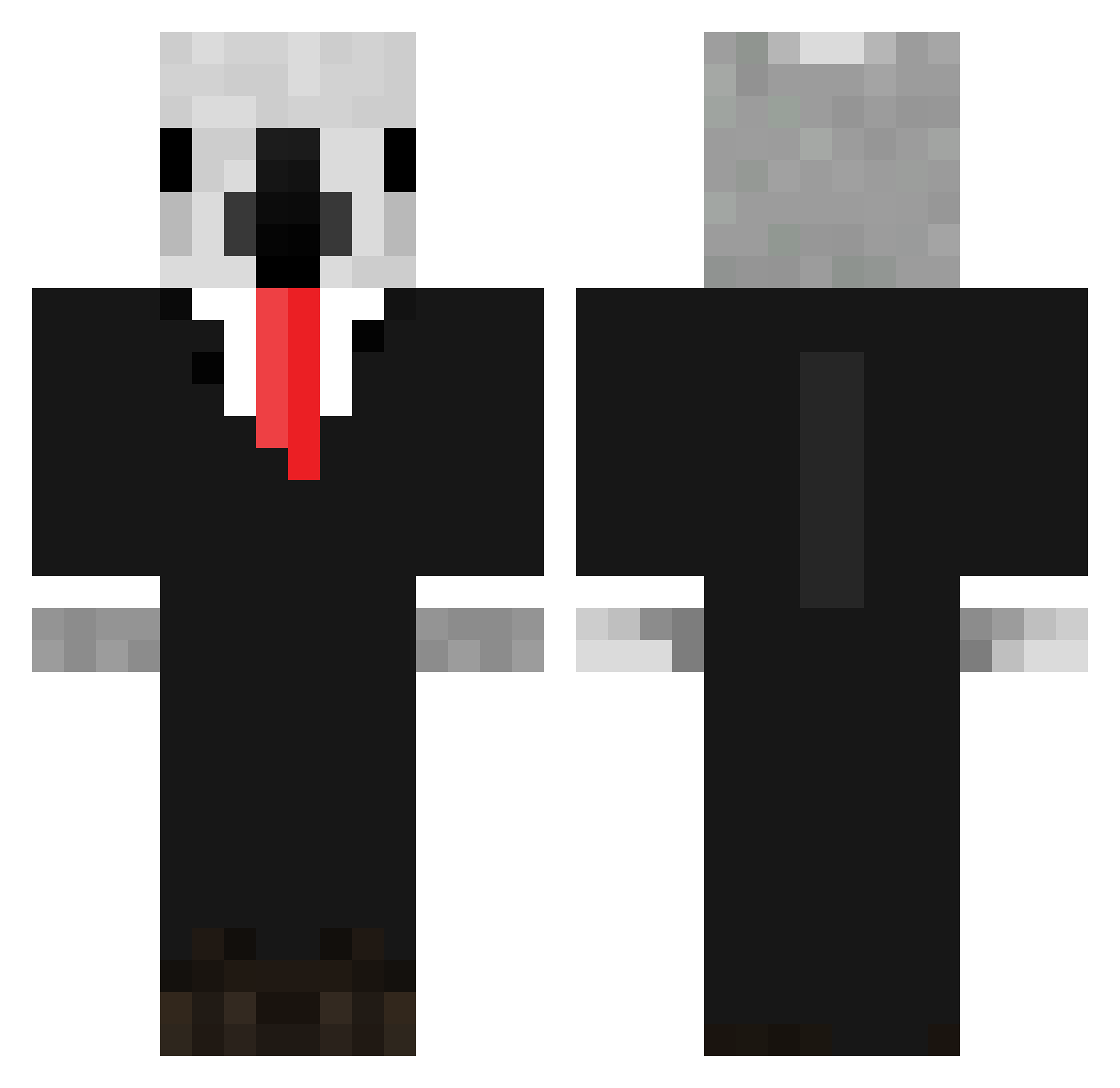 Bustfree Minecraft skin, front and back view