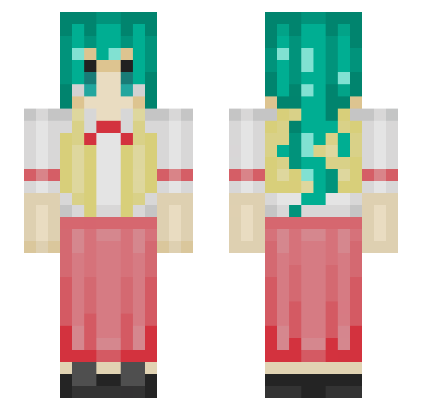 miw4m4k0 Minecraft skin, front and back view