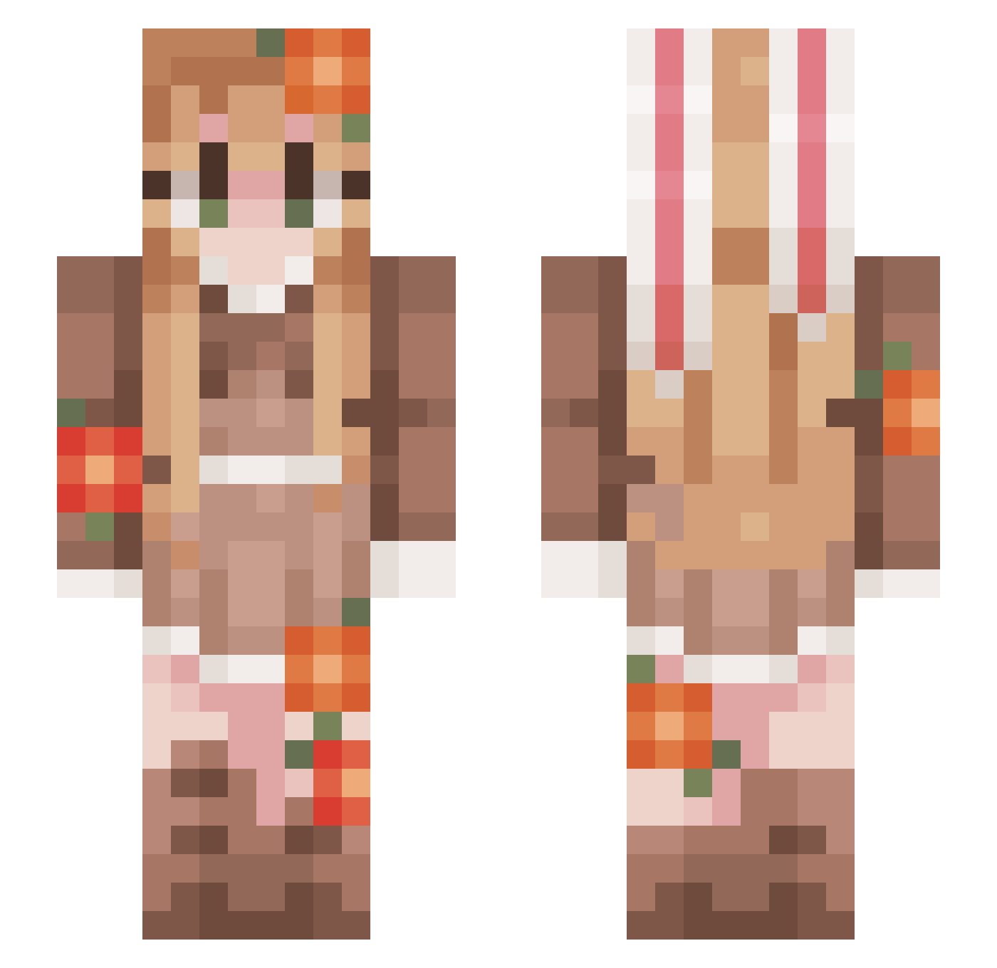 Oilmouse Minecraft skin, front and back view
