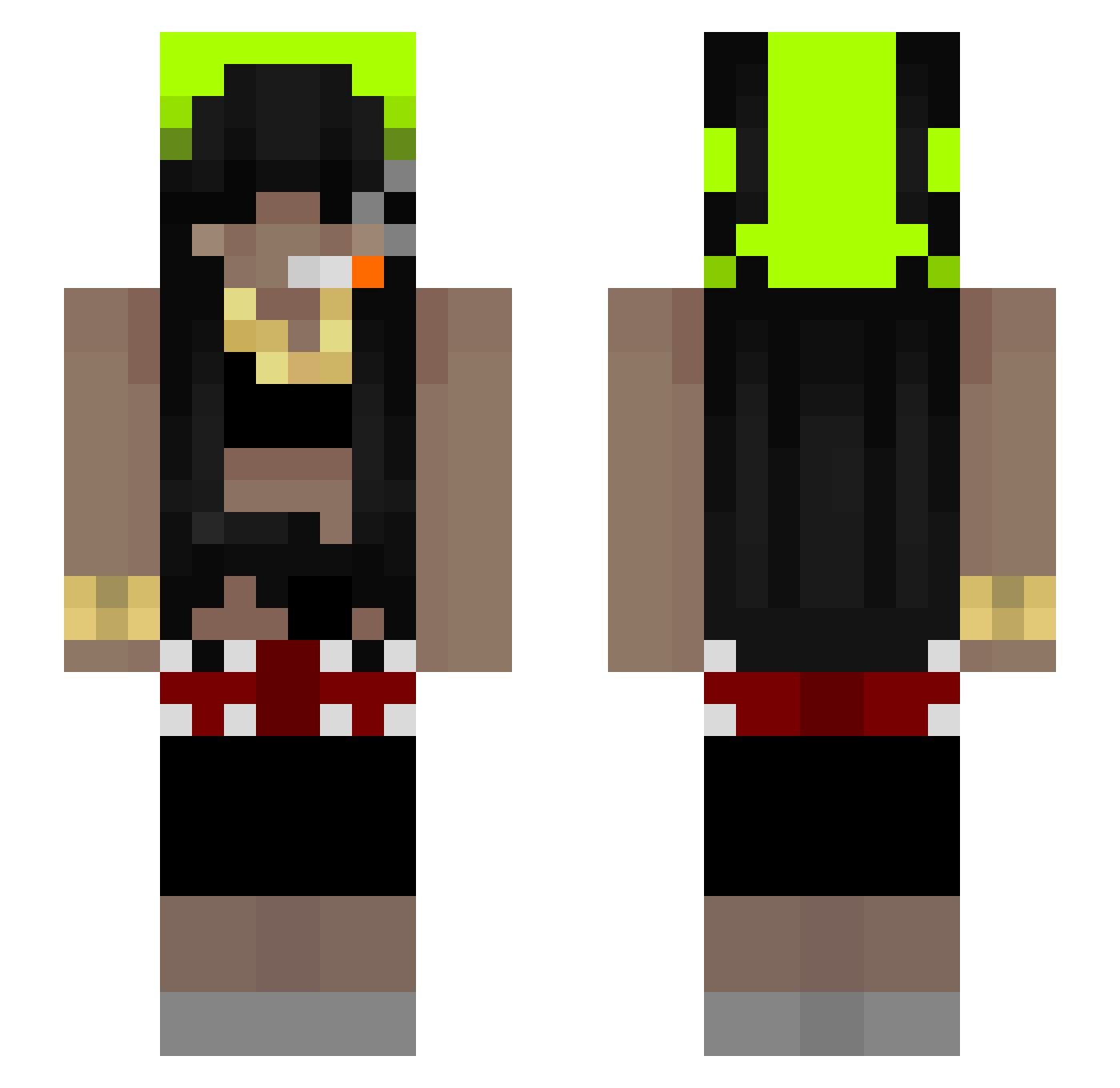 qynnz Minecraft skin, front and back view