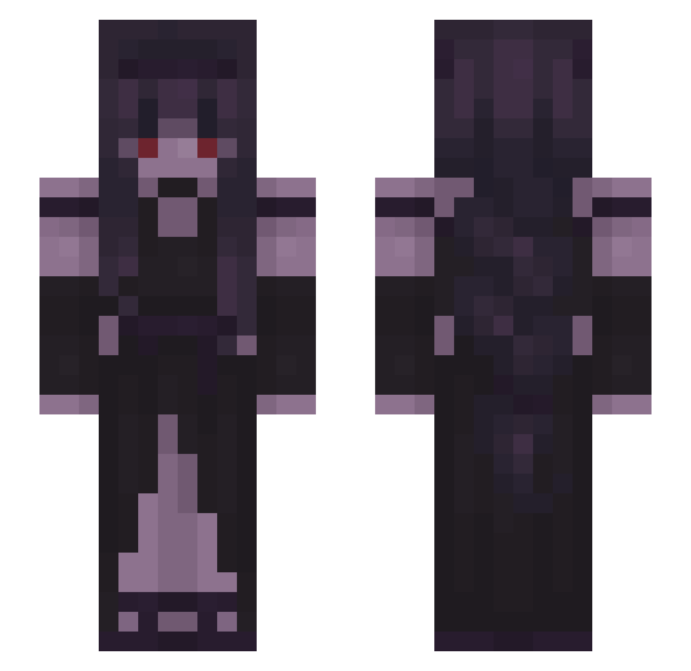 MorbidFox Minecraft skin, front and back view