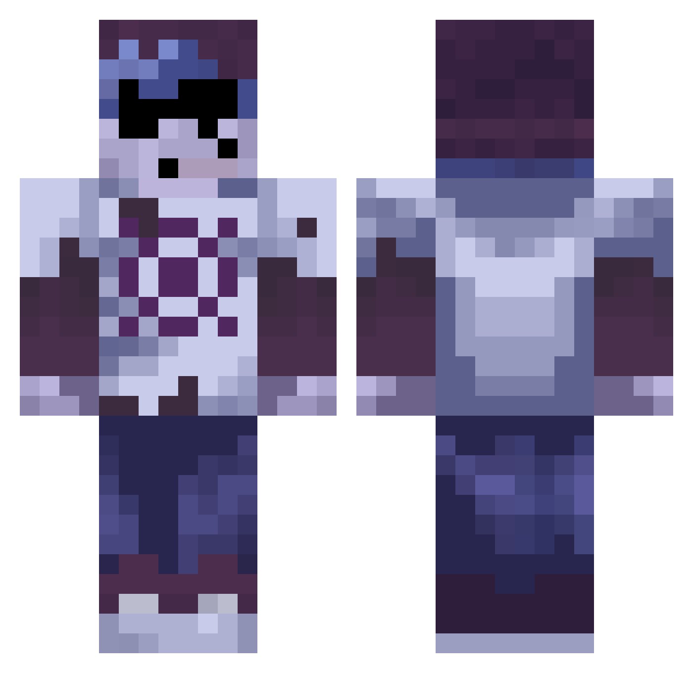 CraftyBoyo Minecraft skin, front and back view