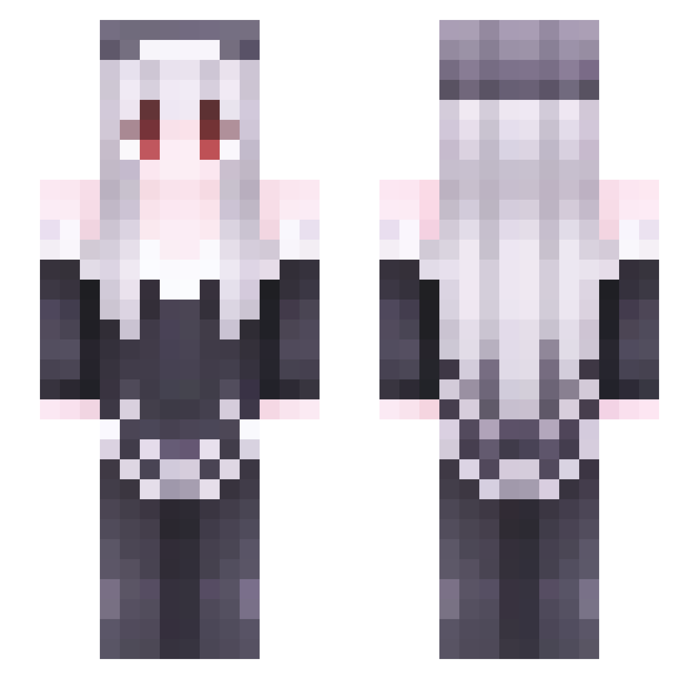 KawaiiDoll Minecraft skin, front and back view