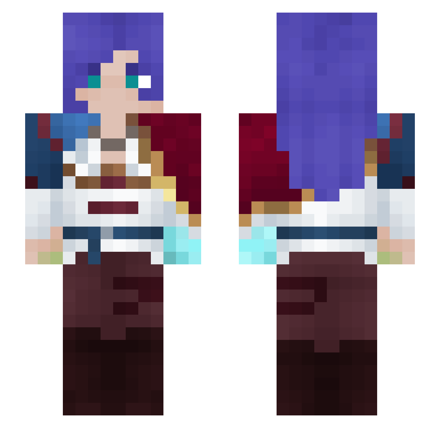 Albaan Minecraft skin, front and back view