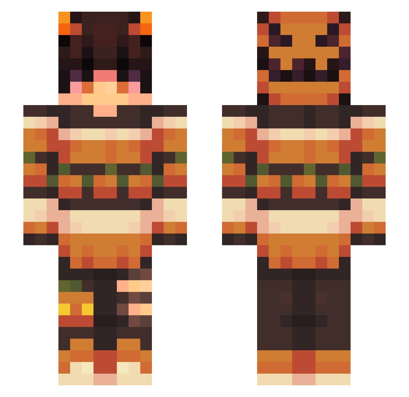 Zuckoyaki Minecraft skin, front and back view