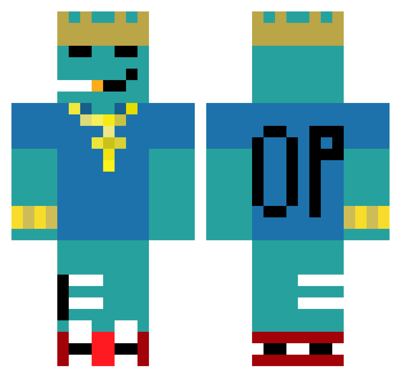 OPGamer882233 Minecraft skin, front and back view